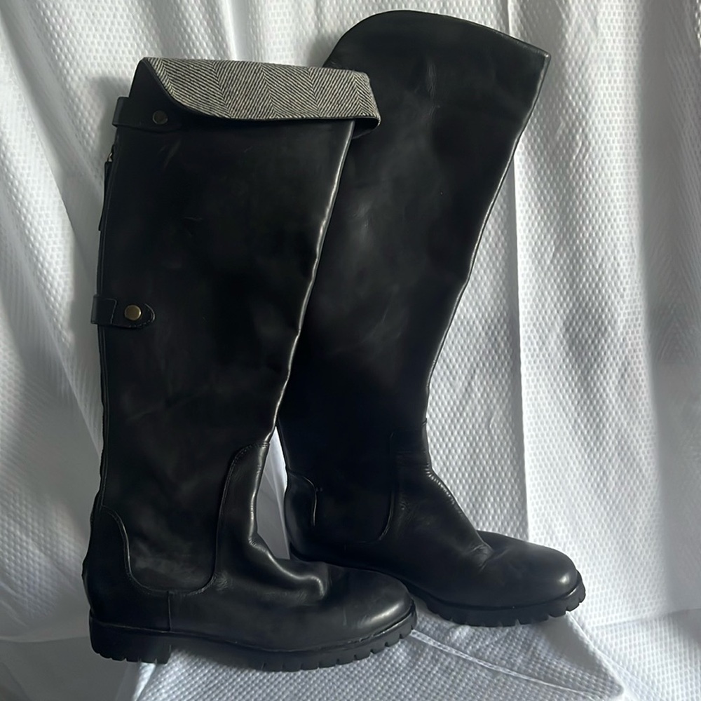Cole Haan Nike Air knee high black leather boots 👢